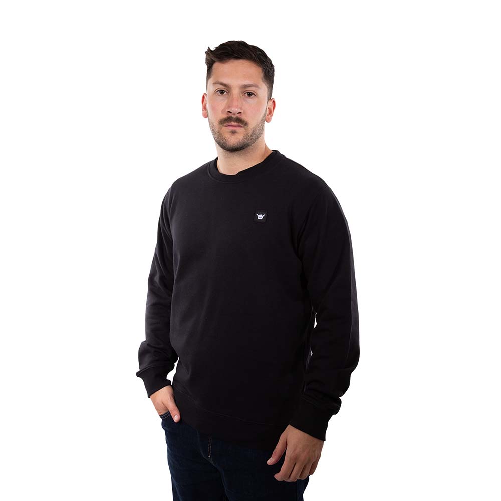 POLERON CREW NECK HANG LOOSE MINILOGO HOMBRE NEGRO