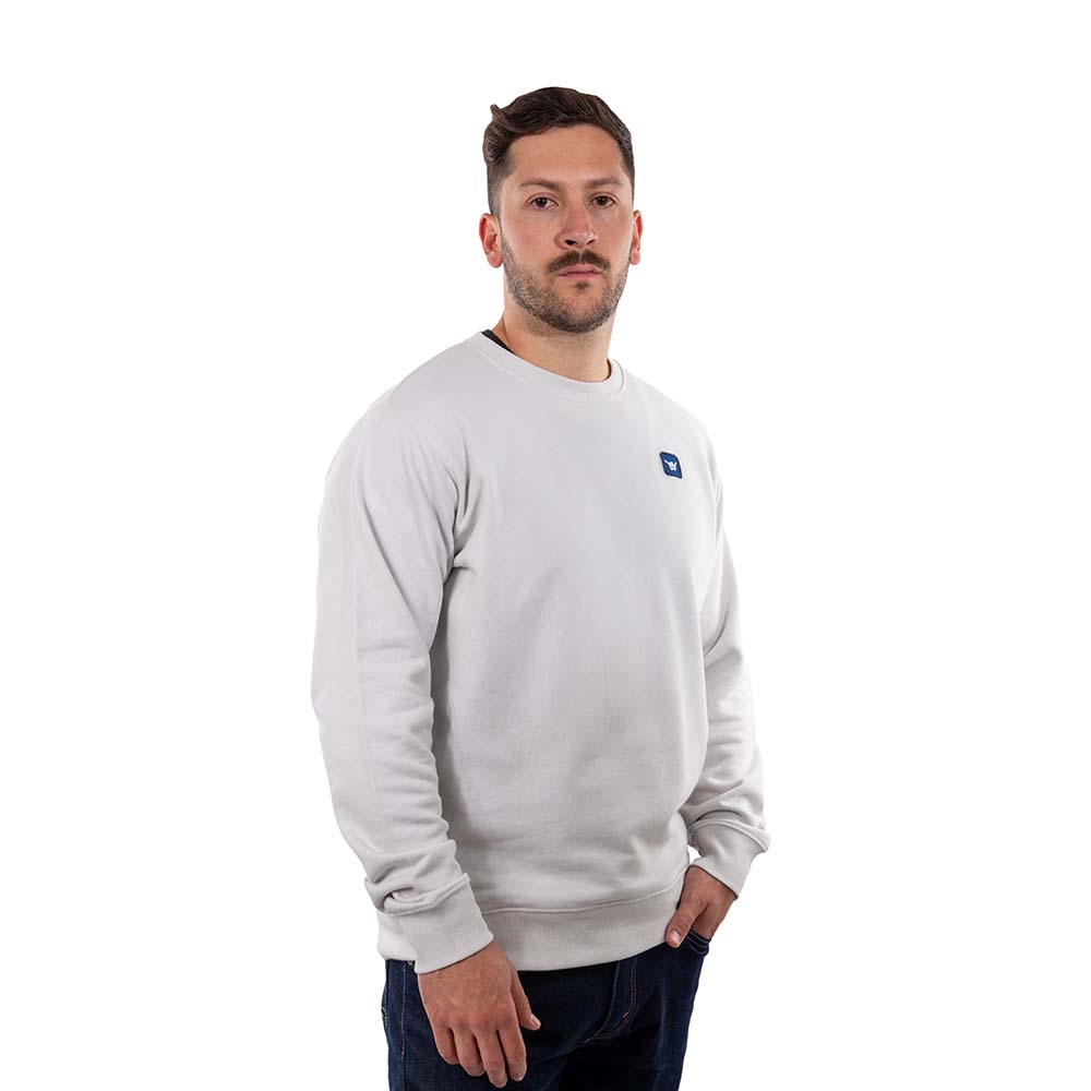 Poleron Hombre Crew Neck Minilogo Gris Claro Hang Loose