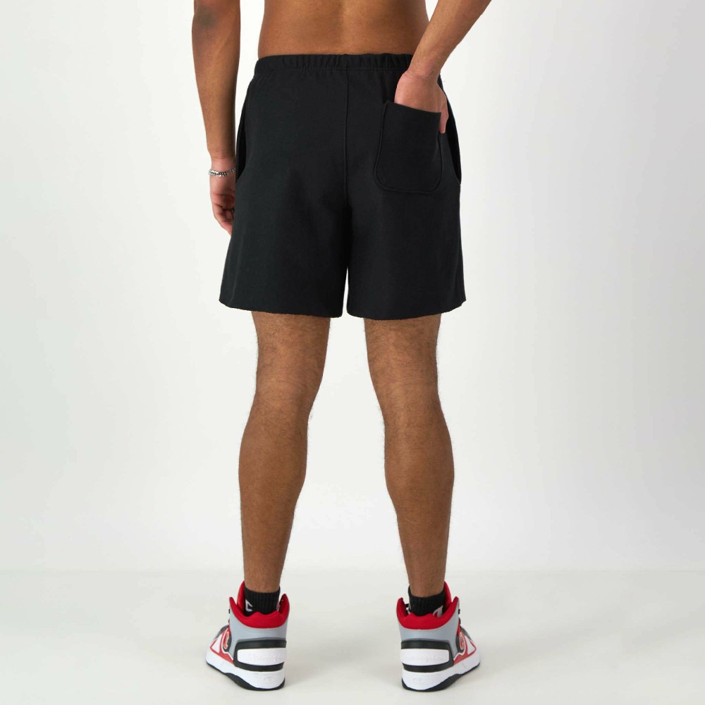 REVERSE WEAVE CUT OFF SHORT (BLACK, S)